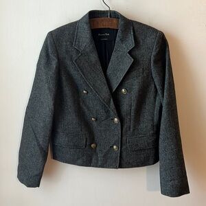 Massimo Dutti NWOT Wool Blend Herringbone Cropped Blazer.  Size 2.